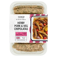 Tesco & Jamie Oliver Herby Pork & Vegetable Chipolatas 350G