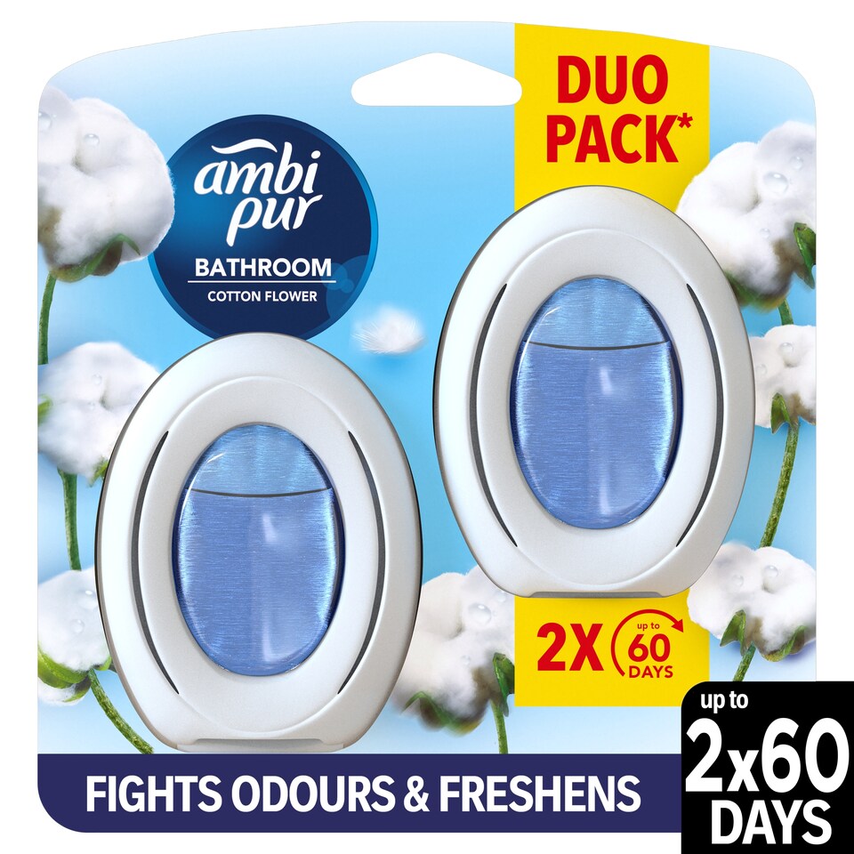 obrázok 1 z Ambi Pur Bathroom Cotton Fresh,Nepretržitý Osviežovač Vzduchu,Odstránenie A Prevencia Zápachu,2Kusov