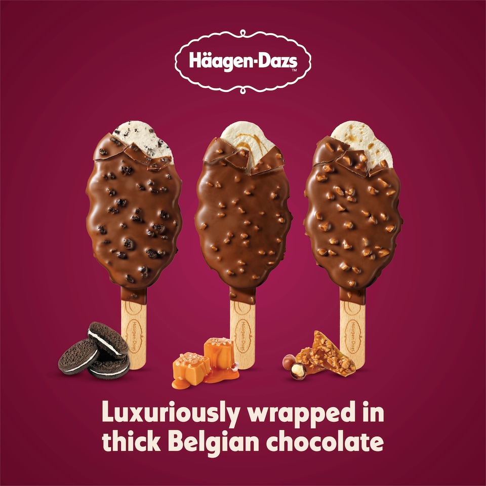 image 1 of Haagen-Dazs Crunchy Cookies and Cream Ice Cream Stick 3x80ml