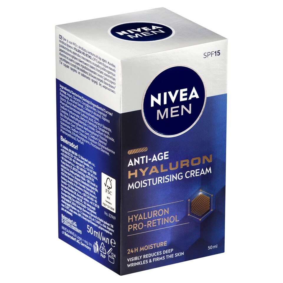 image 1 of Nivea Men Hyaluron Hydratační pleťový krém proti vráskám OF 15 50ml