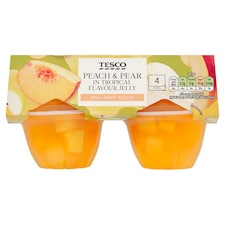 Tesco Peach & Pear in Tropical Flavour Jelly 4 x 120g