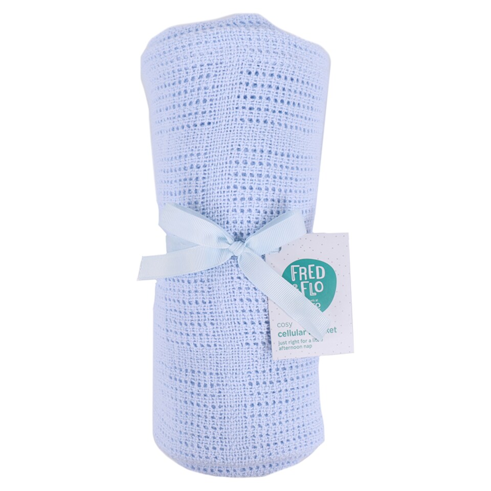 Fred&Flo Cotbed Cellular Blanket Blue