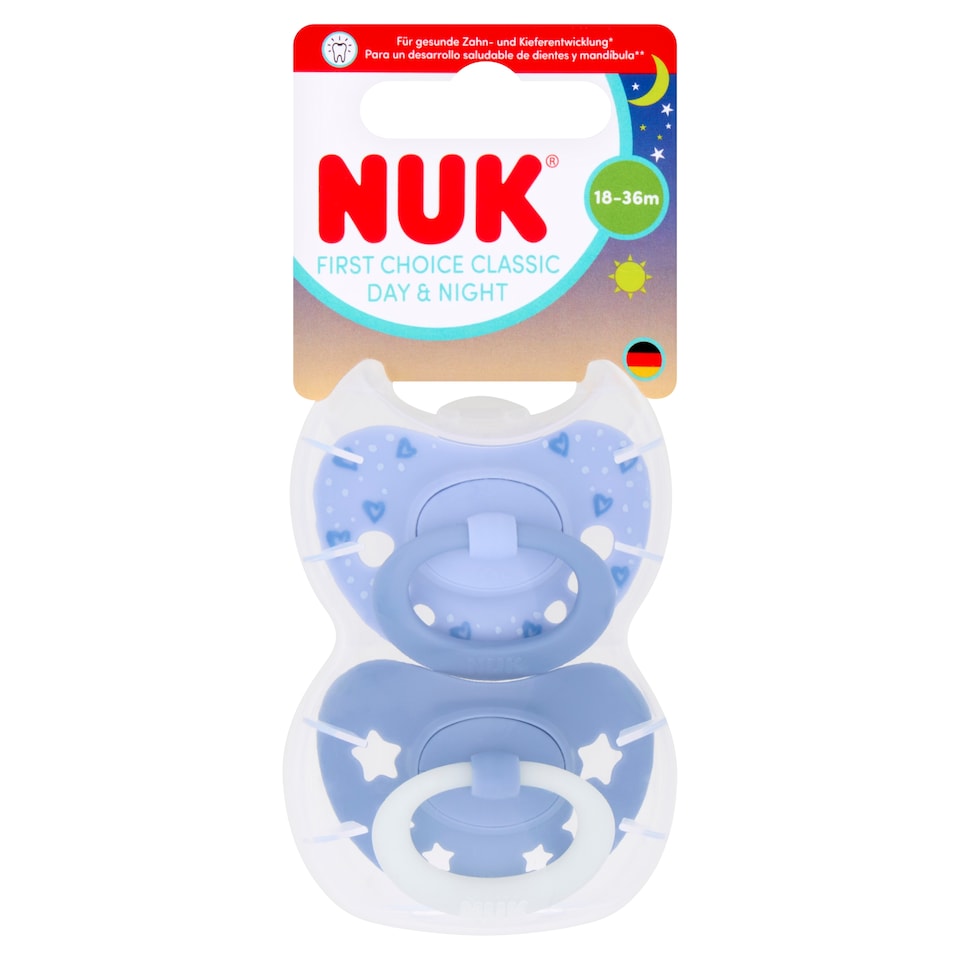 NUK FIRST CHOICE CLASSIC DAY & NIGHT 18-36M 2 SILICONE SOOTHERS