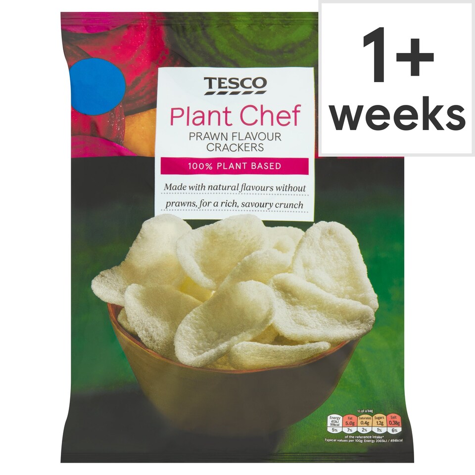 Tesco Plant Chef Prawn Flavour Crackers 60G Tesco Groceries