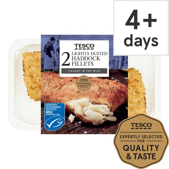 Tesco Lightly Dusted Haddock Fillets 255G Tesco Groceries
