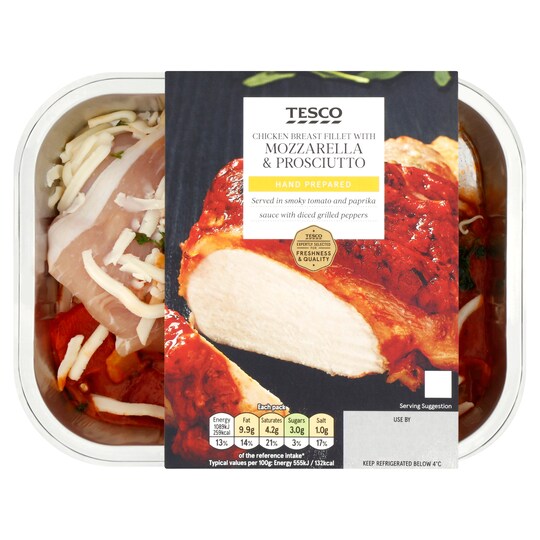 Tesco Mozzarella & Prosciutto Chicken Breast Single 207G Tesco Groceries