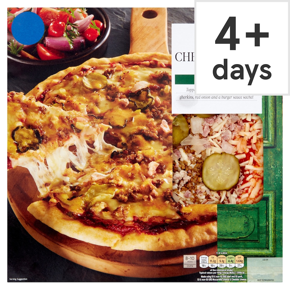 Tesco Cheese Burger Pizza 345G