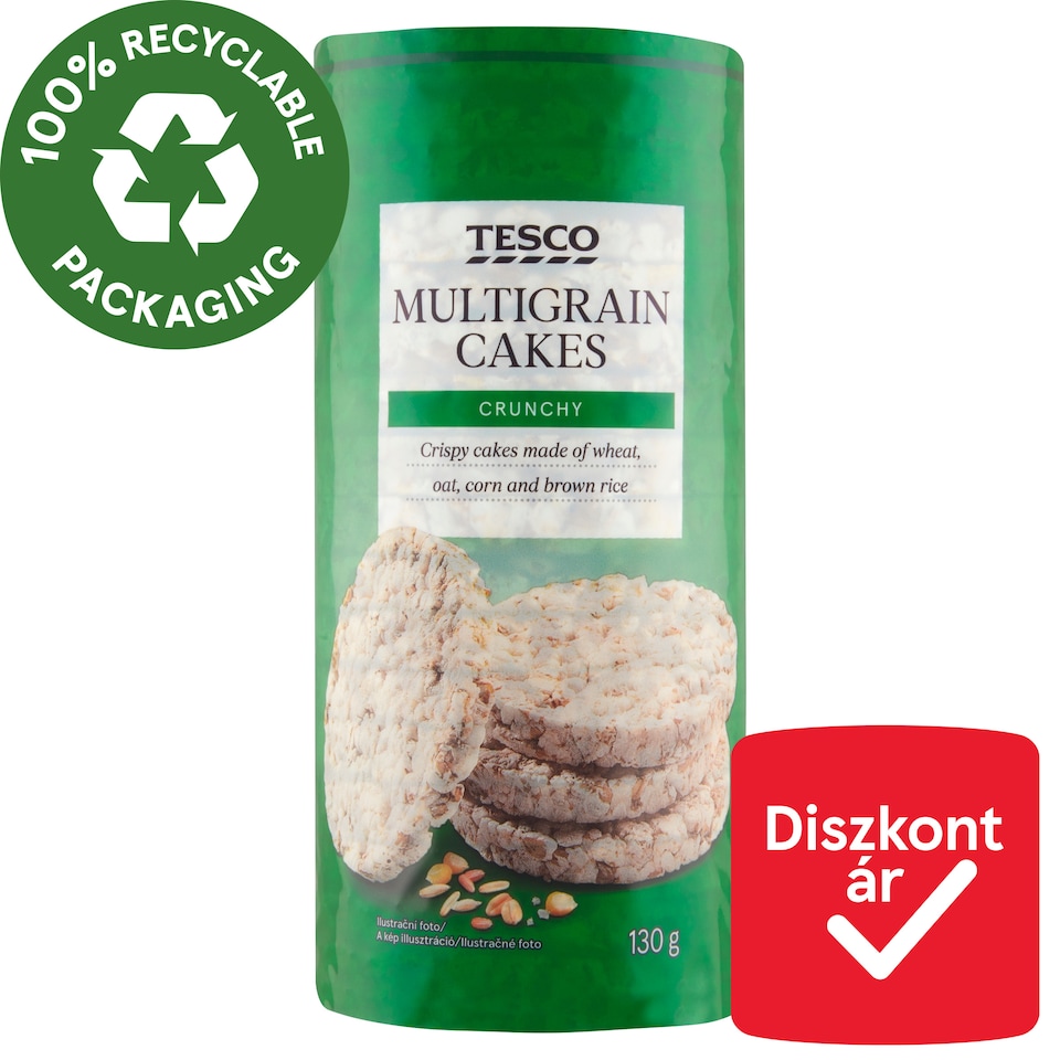 Tesco többmagvas puffasztott gabonaszelet 130 g