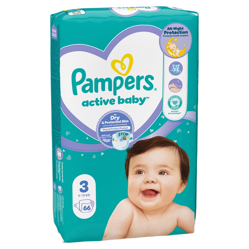 Pampers Active Baby Pelenka, Méret: 3, 66 db Pelenka, 6kg-10kg  1. kép