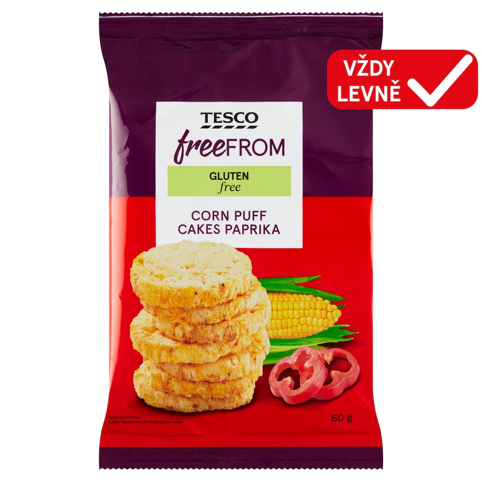 Tesco Free From Kukuřičné chlebíčky s paprikovou příchutí 60g