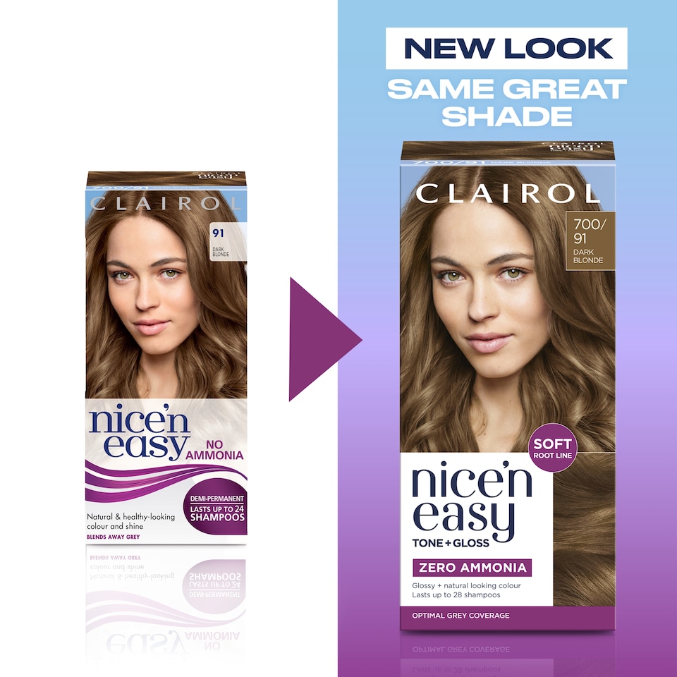 image 1 of CLAIROL NICE'N EASY TONE+GLOSS SEMI PERMANENT HAIR DYE - 700/91 DARK BLONDE