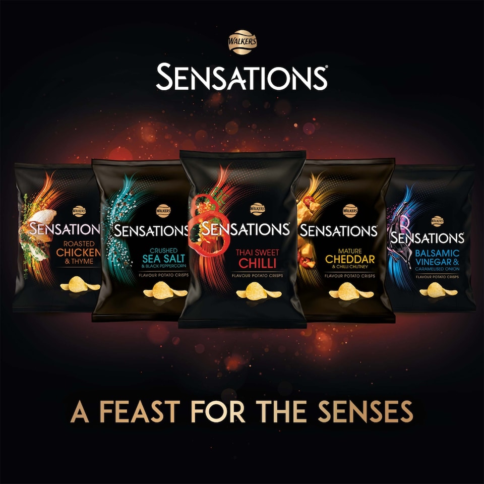 image 1 of Sensations Crushed Sea Salt & Black Peppercorn Flavour Potato Crisps 150g