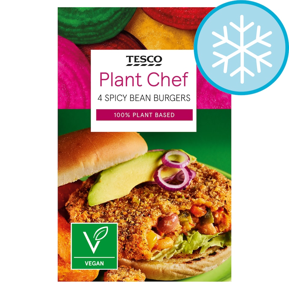 Tesco Plant Chef 4 Spicy Bean Burgers 454G