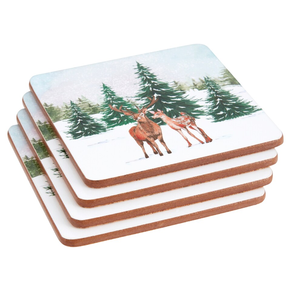 Tesco Frosted Forest Coasters 4 Pack
