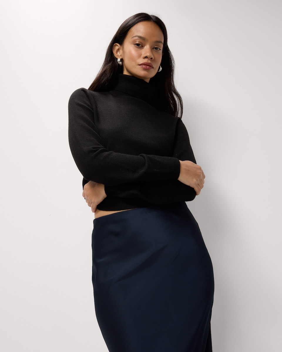 image 1 of F&F Roll Neck Jumper in Black