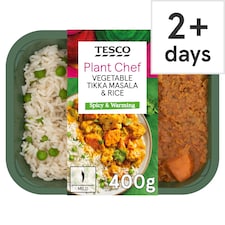 Tesco Plant Chef Vegetable Tikka Masala with Rice & Peas 400g 