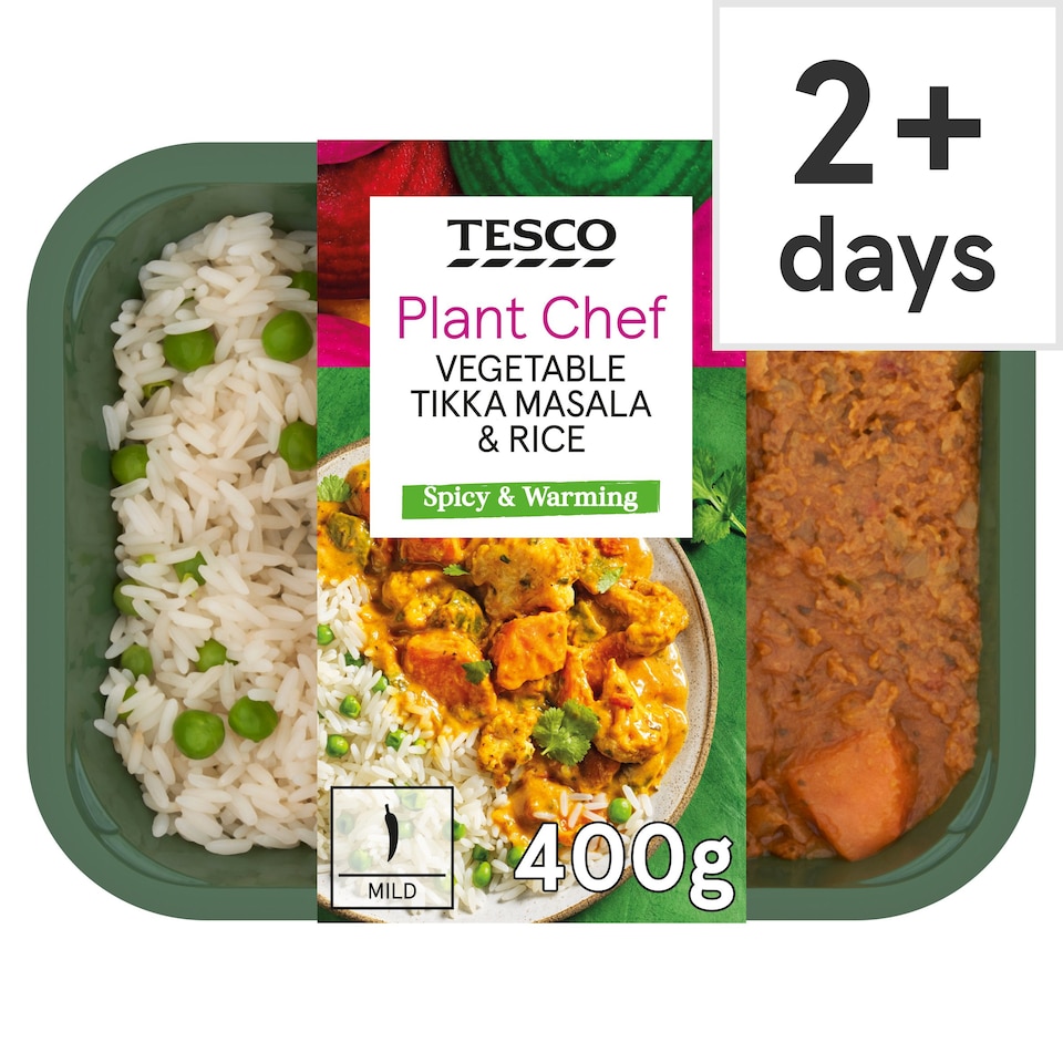 Tesco Plant Chef Vegetable Tikka Masala with Rice & Peas 400g