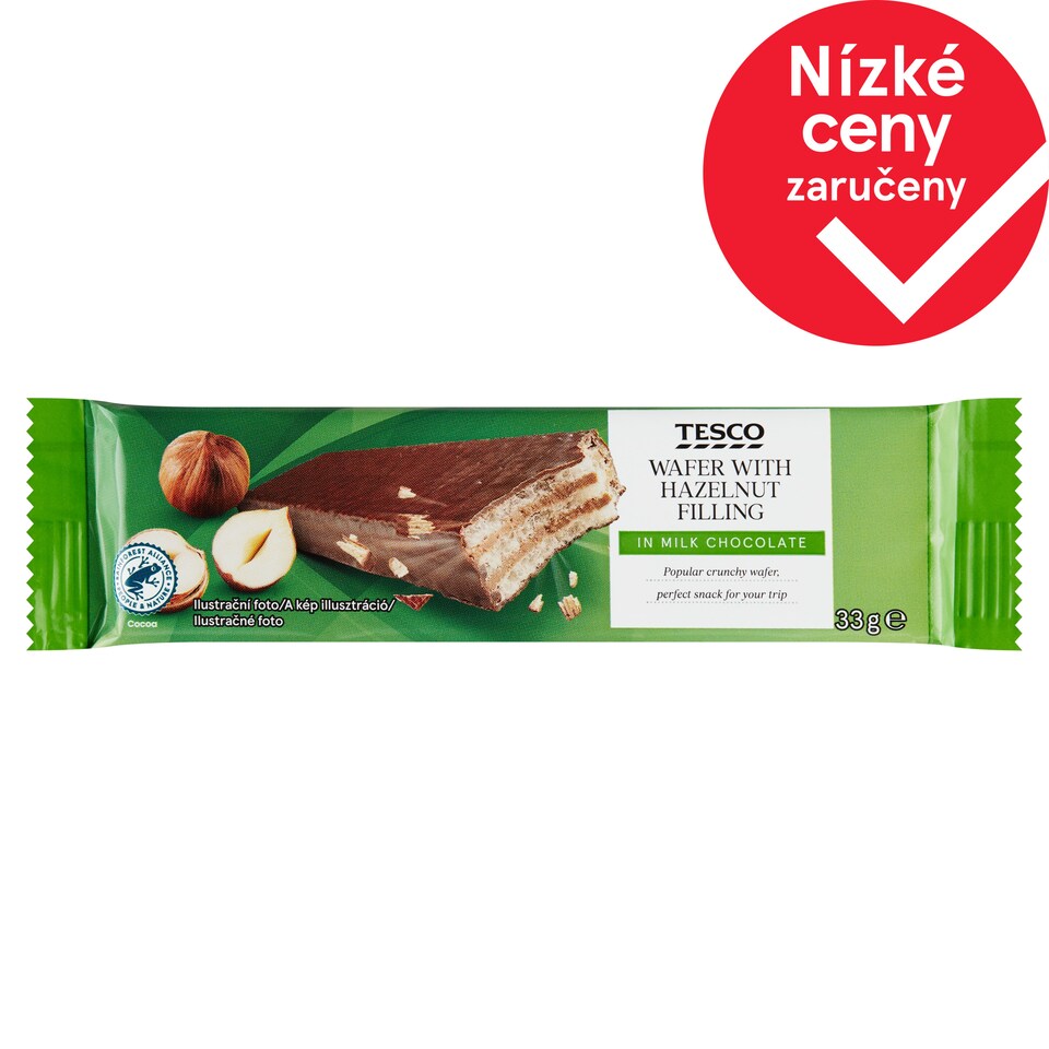 Tesco Wafer with Hazelnut Filling in Milk Chocolate 33g