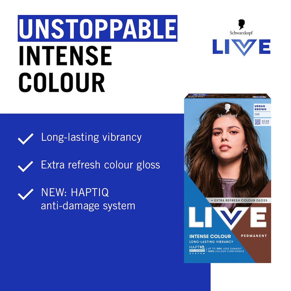 image 1 of Schwarzkopf LIVE Intense Colour 088 Urban Brown Permanent Hair Dye