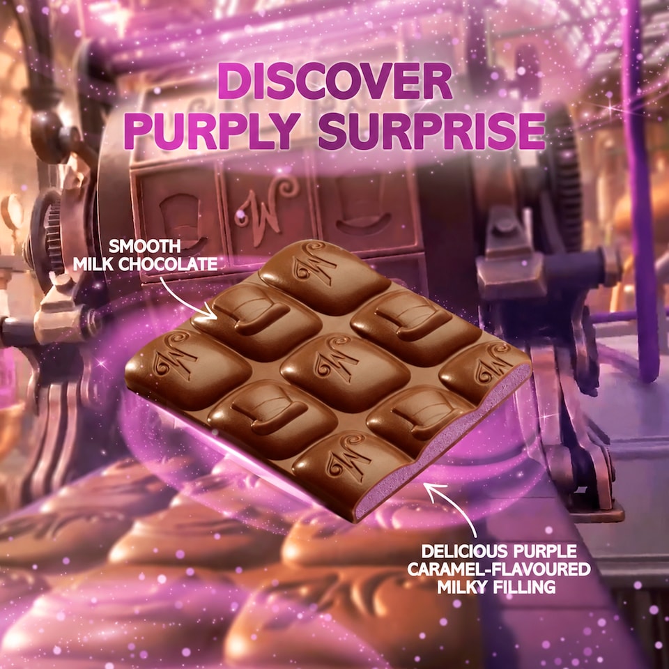 image 1 of Wonka Purplypurple Caramel Flavour Milk Chocolate Bar 90g
