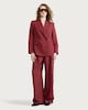 image 1 of The F&F Edit Double Pleated Wide Leg Trousers with Linen in Burgundy