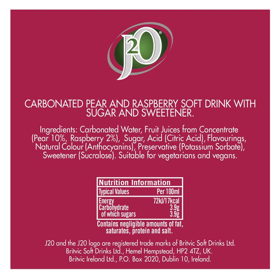image 1 of J2O Spritz Sparkling Pear & Raspberry Cans 4x250ml