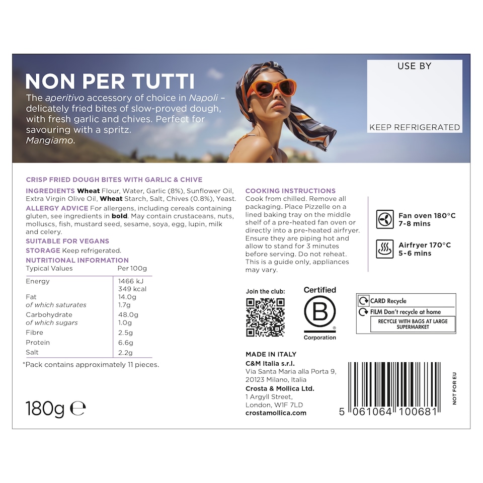 image 1 of Crosta Mollica Pizzelle Dough Bites – Garlic & Chive 180g