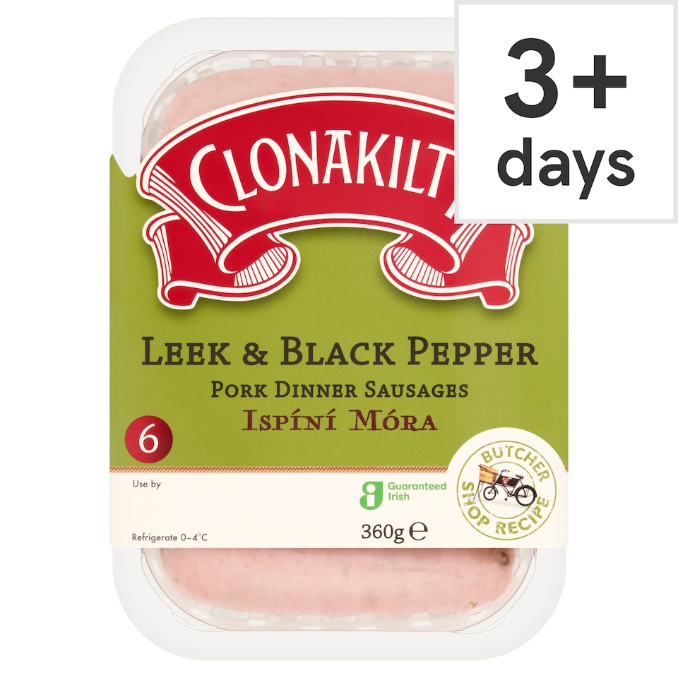 Clonakilty Leek & Black Pepper Pork Dinner Sausages 360g