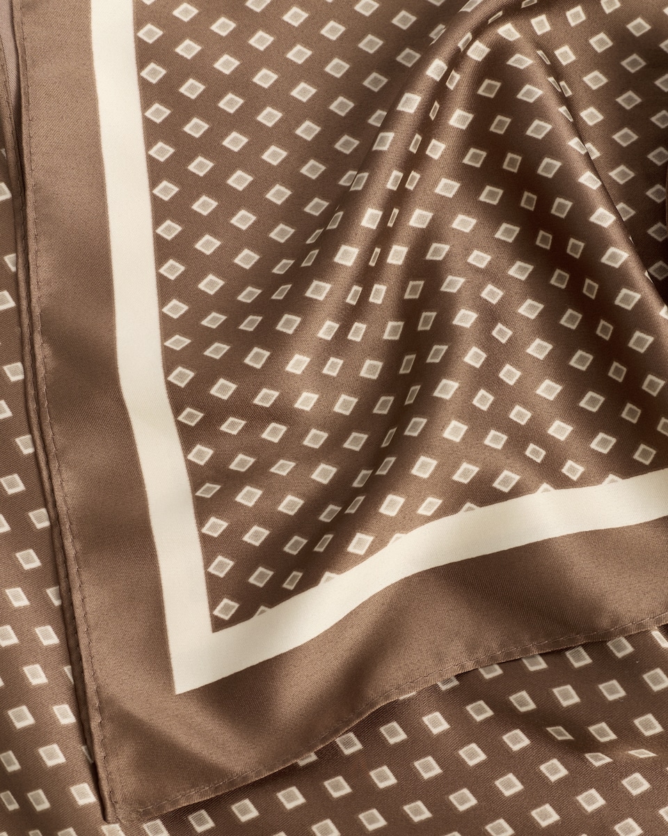 image 1 of F&F Satin Geometric Print Scarf in Neutral
