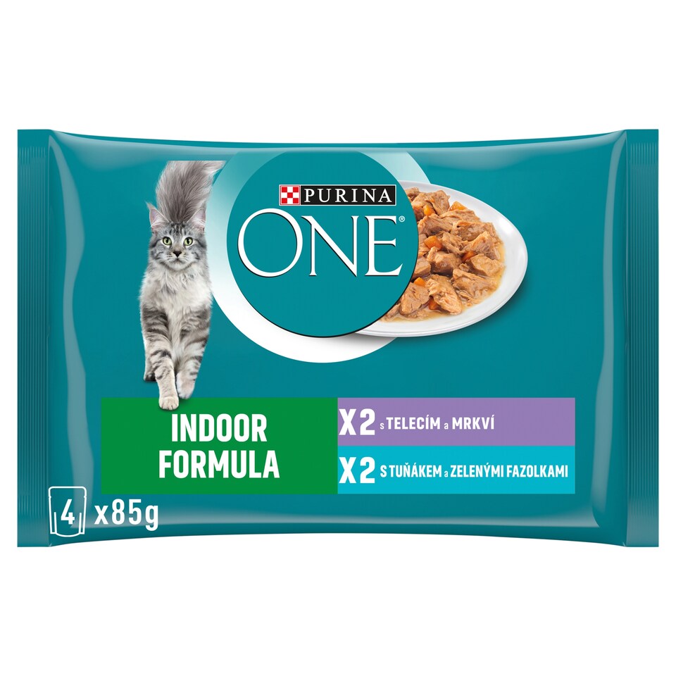 obrázok 1 z Purina ONE Indoor kapsičky pre mačky tuniak, teľacie v šťave 4 x 85 g