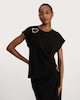 image 2 of F&F Draped Metal Detail Top in Black