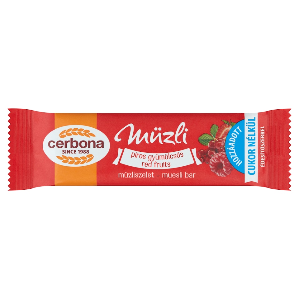 image 1 of Cerbona Red Fruits Muesli Bar with No Added Sugar and with Sweeteners 20 g
