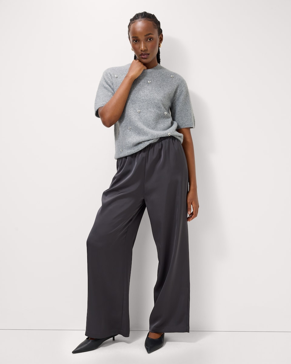 image 1 of F&F Diamanté Embellished Jumper in Grey