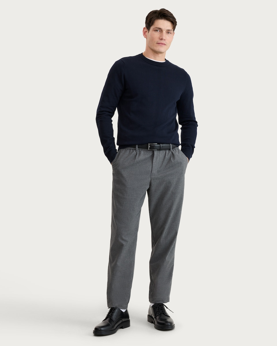 image 1 of F&F Pure Cotton Ribbed Crew Neck Jumper in Navy