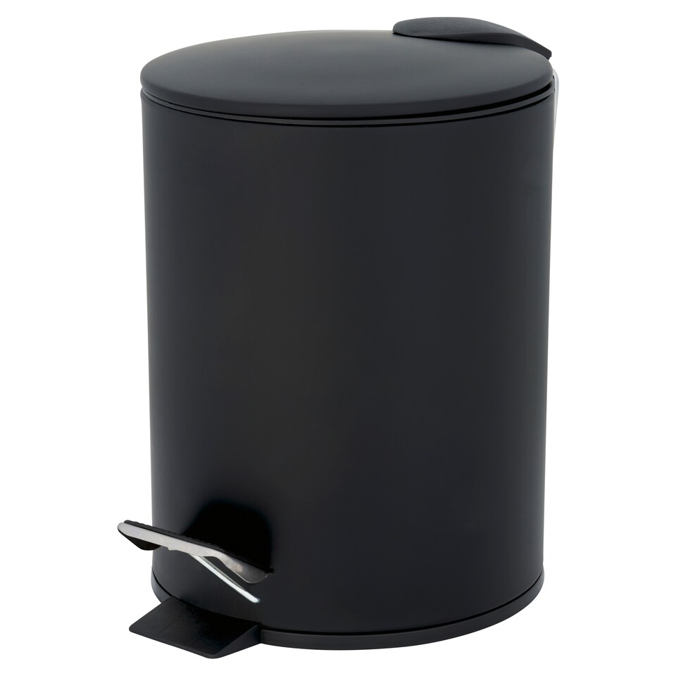 F&F Home Round Black Metal Slow Close 3 Litre Bin