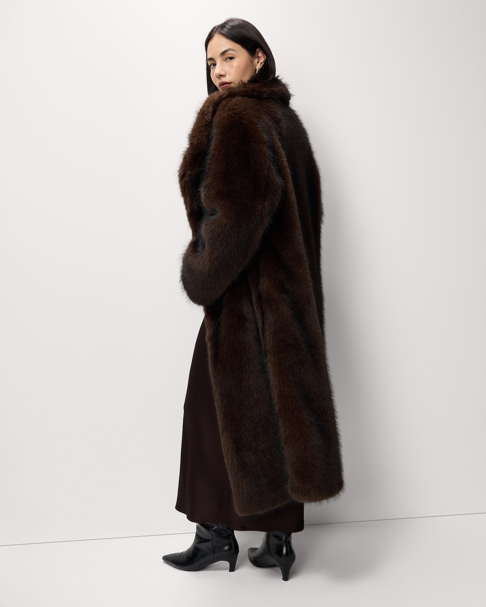 image 1 of F&F Faux Fur Coat in Brown