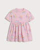 image 4 of F&F Girls Pure Cotton Heart Print Short Sleeved Dress in Multi Pink