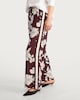 image 3 of F&F Floral Wide Leg Drawstring Trousers in Burgundy
