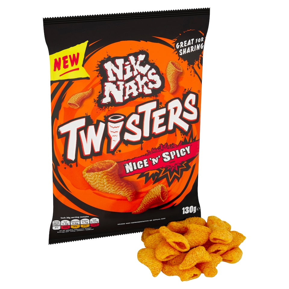 image 1 of Nik Naks Twisters Nice 'N' Spicy Sharing Crisps 130g