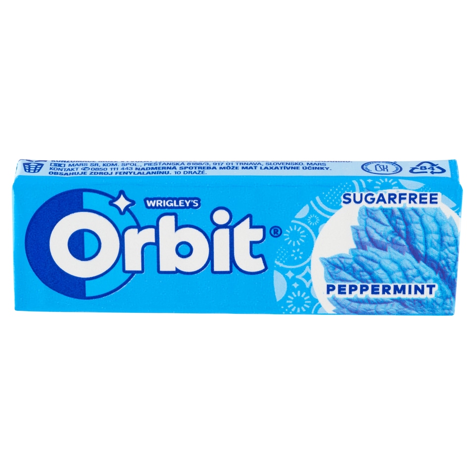 image 1 of Wrigley's Orbit Peppermint Sugar Free Chewing Gum with Mint Flavor 10 pcs 14 g