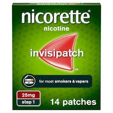 Nicorette InvisiPatch Stop Smoking Aid Step 1 25mg Nicotine Patches 14s
