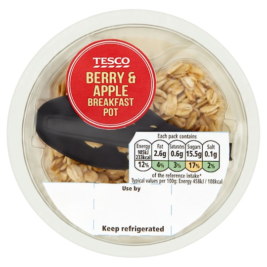 Tesco Berry & Apple Breakfast Pot 215G Tesco Groceries