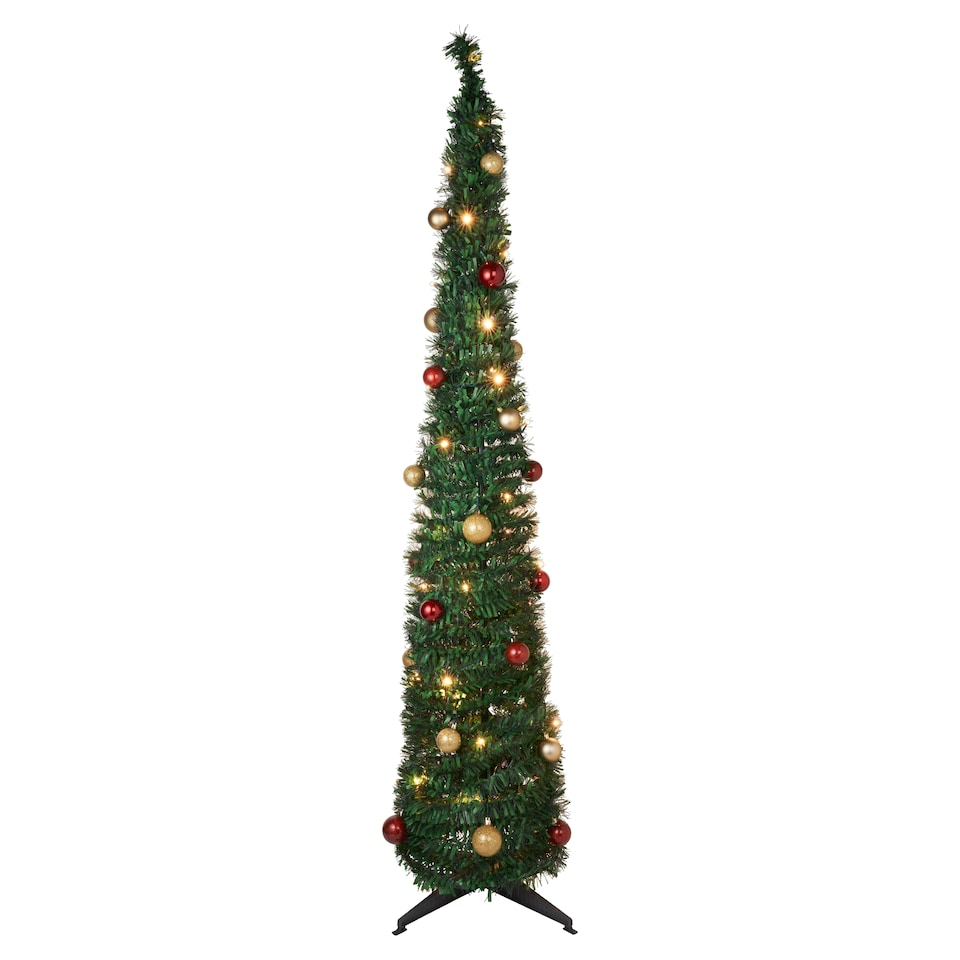 image 1 of Tesco Pre Lit Decorated Pop Up Green Christmas Tree 6ft
