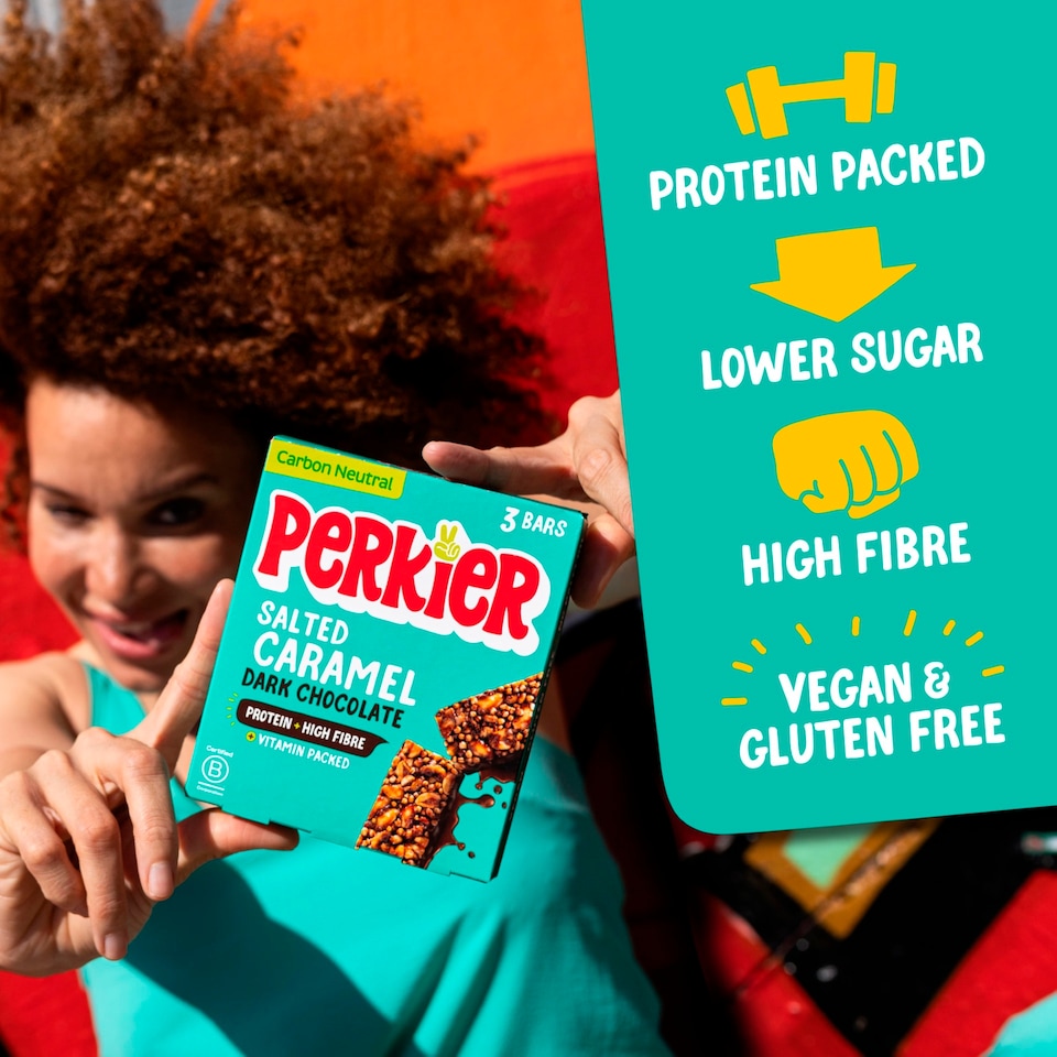 image 1 of Perkier Protein Bars - Salted Caramel Dark Chocolate 3 Pack 37g