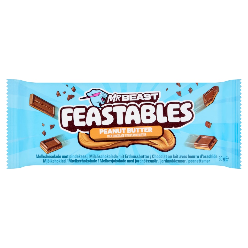 Feastables Mr Beast Deez Nutz Milk Chocolate with Peanut Butter Bar 60g