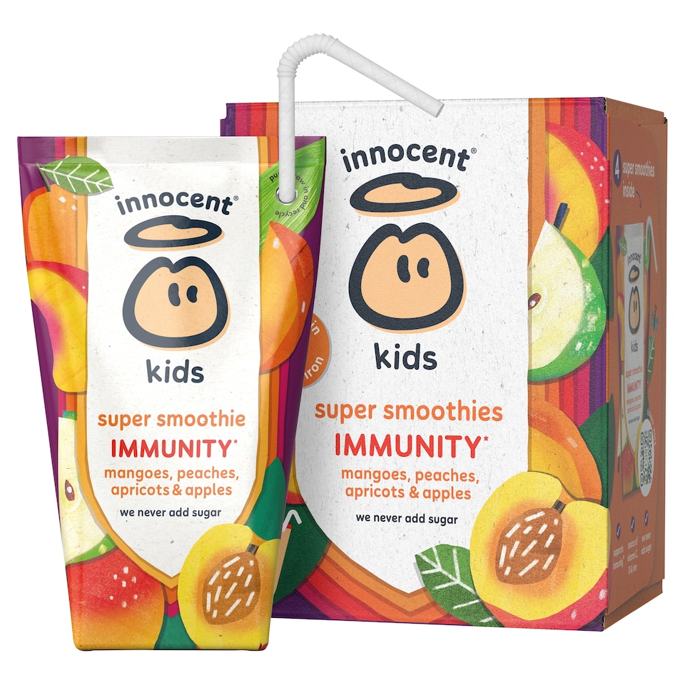image 1 of innocent Kids Super Smoothies Mangoes, Peaches, Apricots & Apples 4 x 150ml