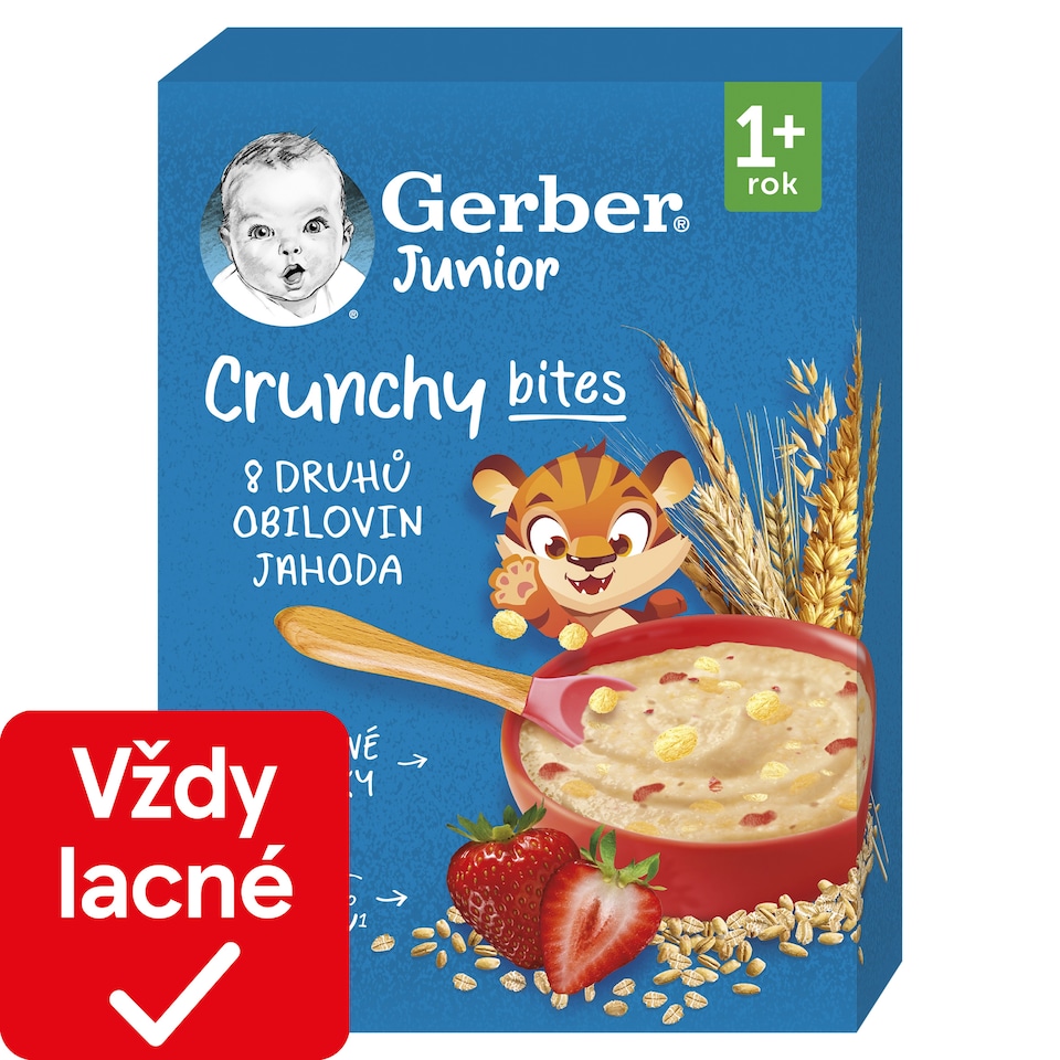 GERBER Junior nemliečna kaša jahodová s chrumkavými kúskami 200 g