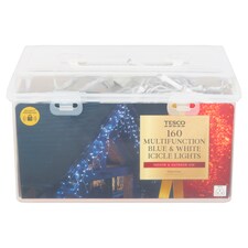 Tesco 160 Mfunction Blue And White Icicle Lights