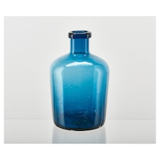 Fox & Ivy Blue Bubble Glass Bottle Vase