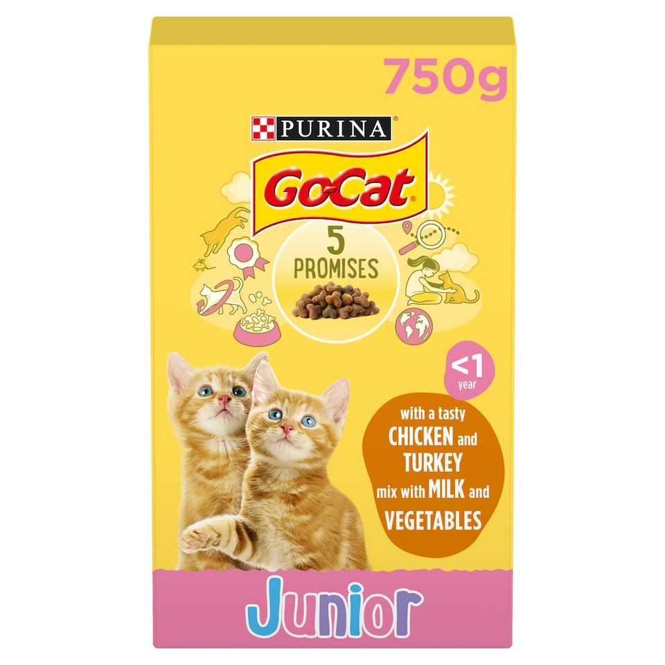 image 1 of GO-CAT Kitten Chicken; Turkey and Milk Dry Cat Food 750g